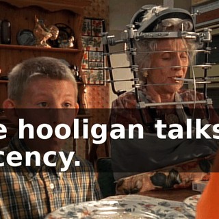 The hooligan talks of decency.