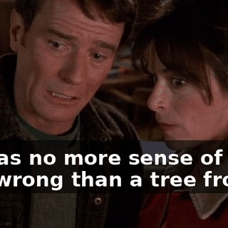 He has no more sense of right and wrong than a tree frog.
