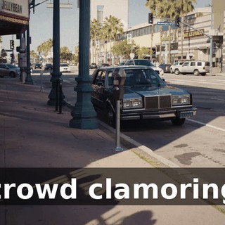 [crowd clamoring]