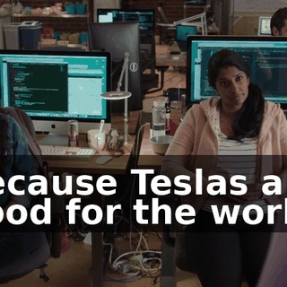 Because Teslas are good for the world.