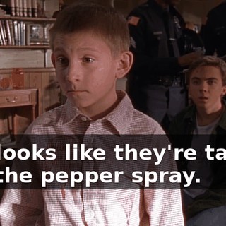 Oh, looks like they're taking out the pepper spray.