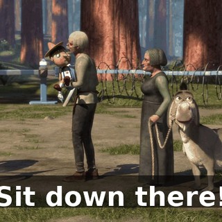 Sit down there!