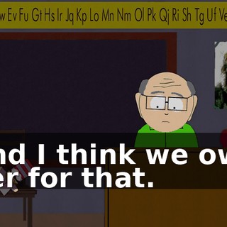 And I think we owe her for that.