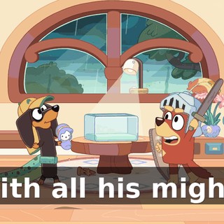 with all his might.