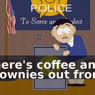 There's coffee and brownies out front.