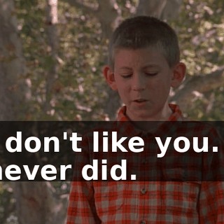 I don't like you. I never did.