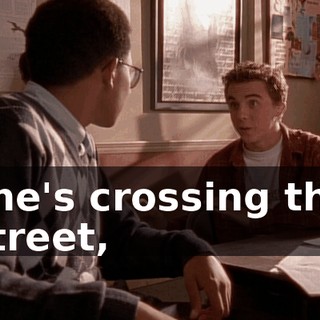 she's crossing the street,