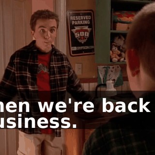 Then we're back in business.