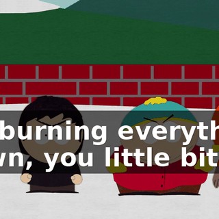 for burning everything down, you little bitch.