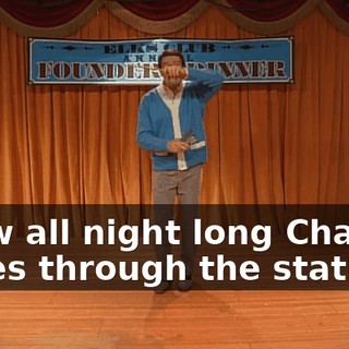 ♪ Now all night long Charlie rides through the station ♪