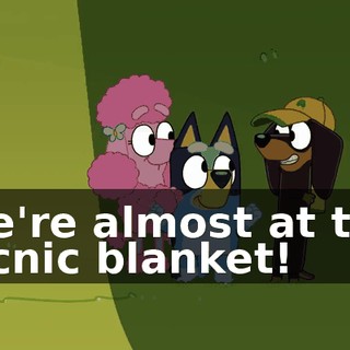 We're almost at the picnic blanket!