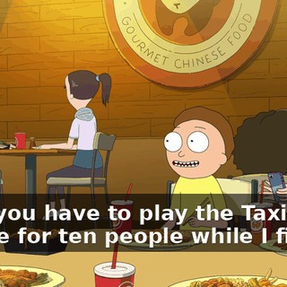 Now you have to play the Taxi theme for ten people while I film it.