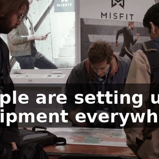 People are setting up equipment everywhere,