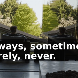 Always, sometimes, rarely, never.