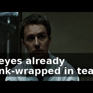 His eyes already shrink-wrapped in tears...