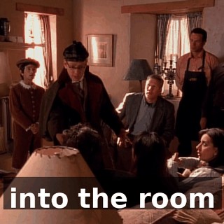into the room