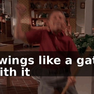 ♪ Swings like a gate with it ♪