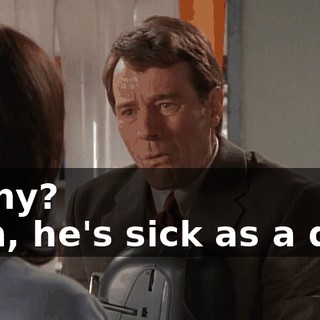 - Why? - Oh, he's sick as a dog.