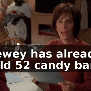 Dewey has already sold 52 candy bars.