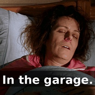 In the garage.