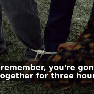 Now, remember, you're gonna be tied together for three hours.