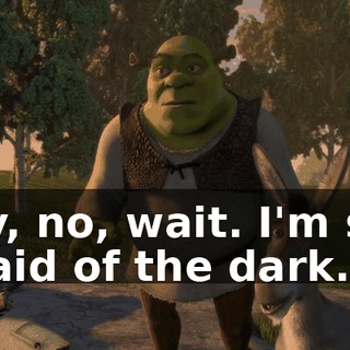 Hey, no, wait. I'm still afraid of the dark.