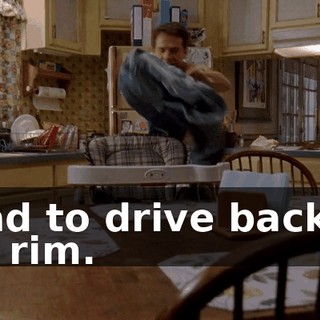 I had to drive back on the rim.