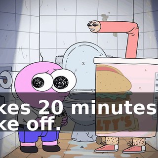 takes 20 minutes to take off.