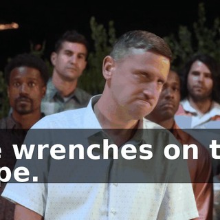 He wrenches on the rope.