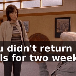You didn't return my calls for two weeks.
