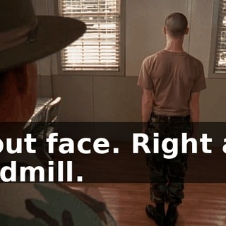 About face. Right arm windmill.