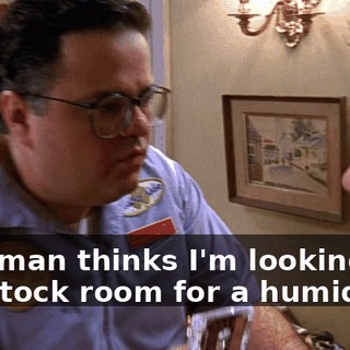 A woman thinks I'm looking in the stock room for a humidifier.