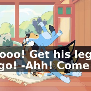 -Noooo! Get his legs, Bingo! -Ahh! Come on!