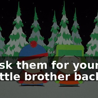 ask them for your little brother back.