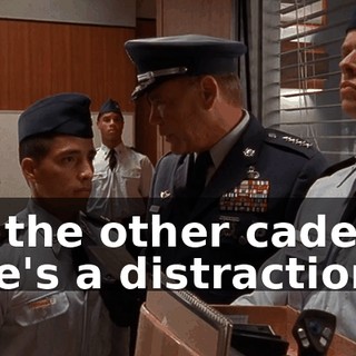 To the other cadets, she's a distraction.