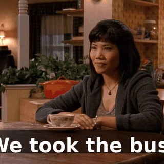 We took the bus.