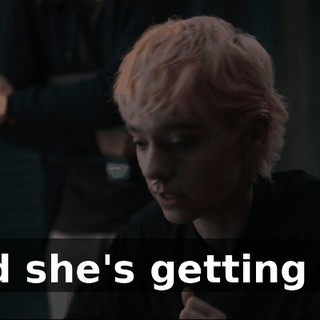 And she's getting off.