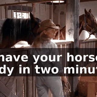 I'll have your horse ready in two minutes.