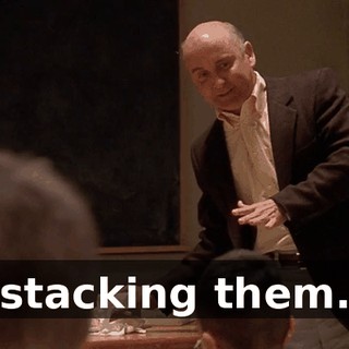 stacking them.