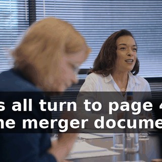 Let's all turn to page 46 of the merger documents.