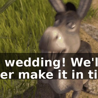 The wedding! We'll never make it in time.
