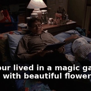 "Wilbur lived in a magic garden filled with beautiful flowers."