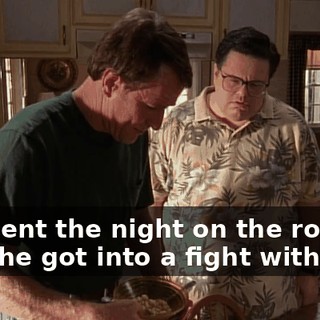 he spent the night on the roof until he got into a fight with cats.