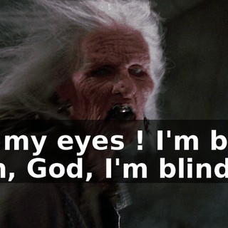 Ah, my eyes ! I'm blind ! Oh, God, I'm blind !