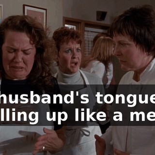 My husband's tongue is swelling up like a melon.