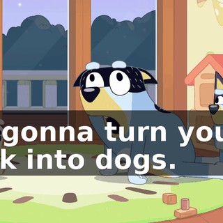 I'm gonna turn you all back into dogs.