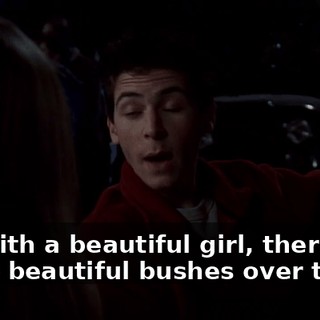 I'm with a beautiful girl, there are some beautiful bushes over there.