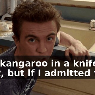 or a kangaroo in a knife fight, but if I admitted that,