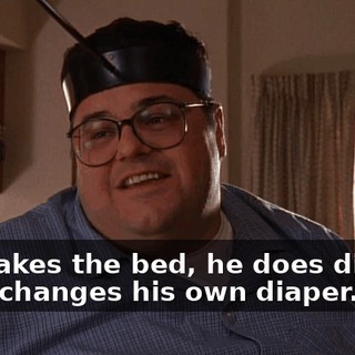 He makes the bed, he does dishes, even changes his own diaper.