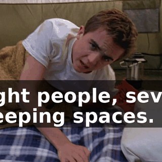 Eight people, seven sleeping spaces.